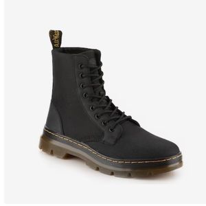 Dr. Martens Combs Combat Moto Boot Black Canvas Rubber Lug Sole 6